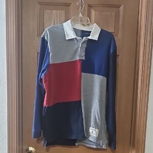 Aeropostale Gray and Navy Long Sleeve Shirt Sz M